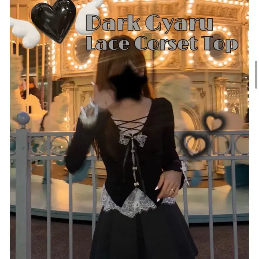 [BUNJANG] Avely Dark Gyaru Lace Corset Top / 에이블리 다크갸루 레이스코르셋탑