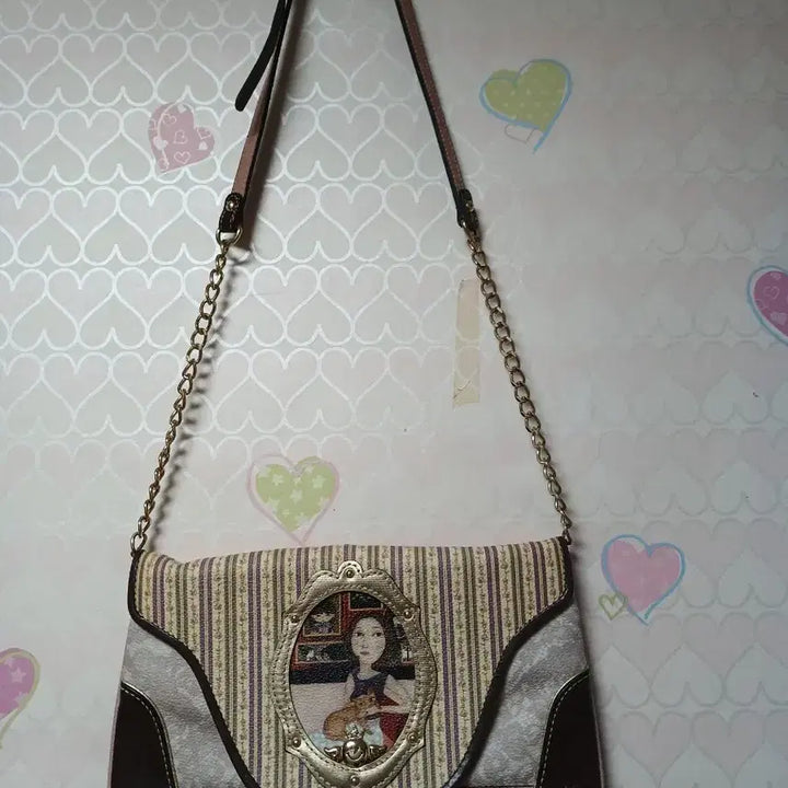 [BUNJANG] Illustrated Printing Chain Shoulder Bag / 일러스트 프린팅 체인 숄더백