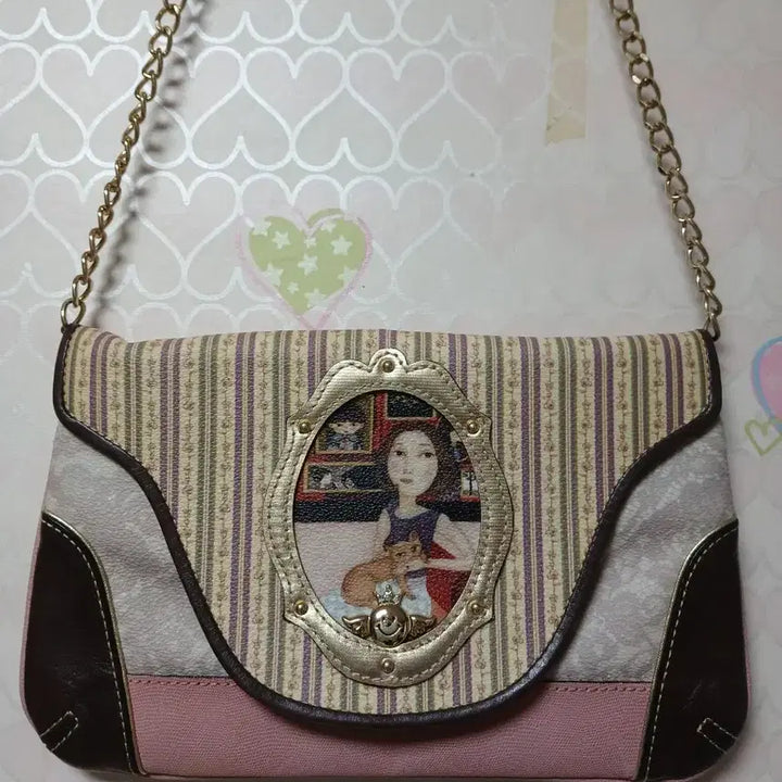 [BUNJANG] Illustrated Printing Chain Shoulder Bag / 일러스트 프린팅 체인 숄더백