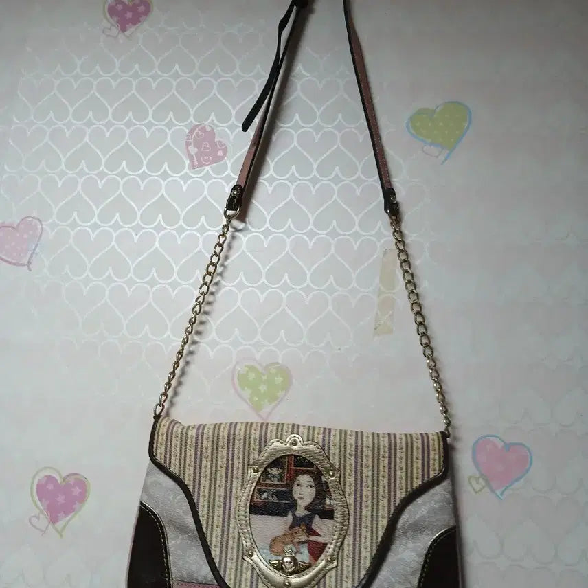[BUNJANG] Illustrated Printing Chain Shoulder Bag / 일러스트 프린팅 체인 숄더백