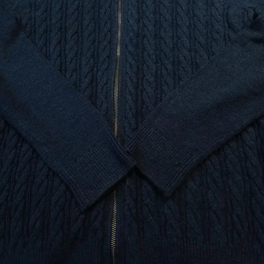 [BUNJANG] Tommy Hilfiger Cable Knit Cotton Zip-Up Cardigan / 타미힐피거 네이비 타미로고 케이블 꽈배기 패턴 코튼 니트집업 가디건 L