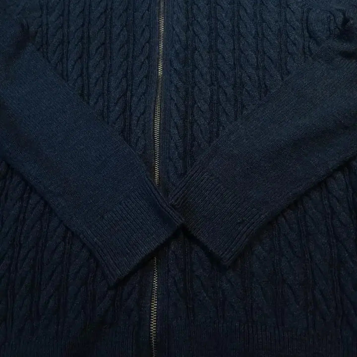 [BUNJANG] Tommy Hilfiger Cable Knit Cotton Zip-Up Cardigan / 타미힐피거 네이비 타미로고 케이블 꽈배기 패턴 코튼 니트집업 가디건 L