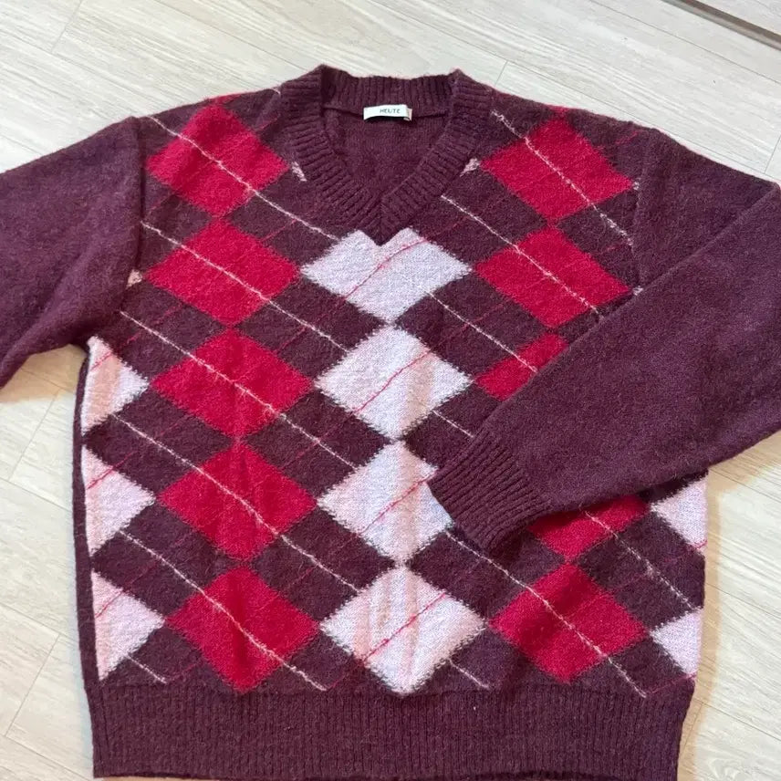 [BUNJANG] Hoite Argyle Knit Sweater L / 호이테 아가일 니트 L