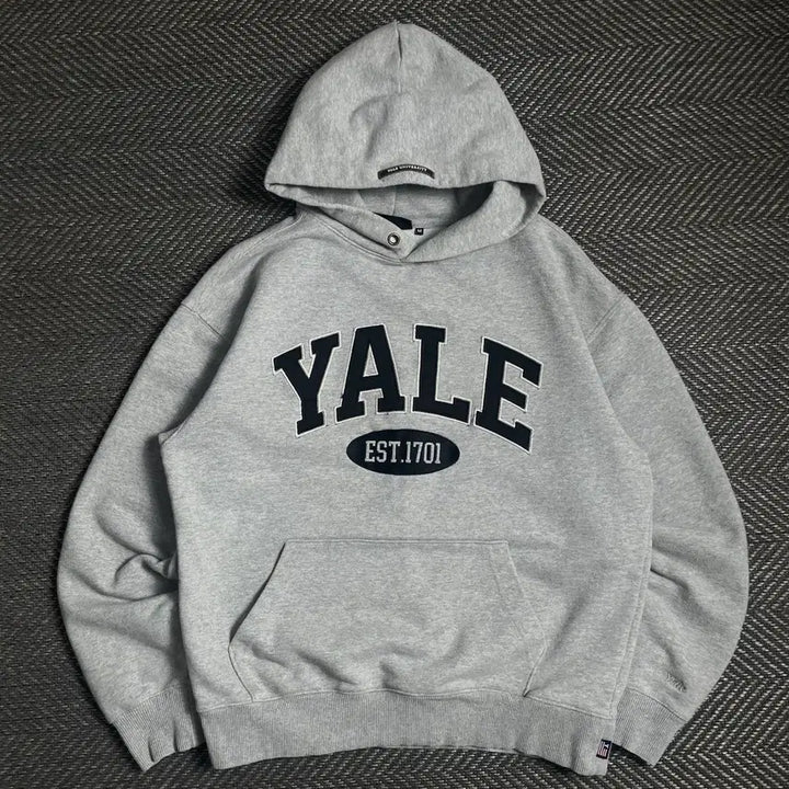 [BUNJANG] Yale Arch Logo Gray Hoodie / 예일 아치로고 그레이 후드 티셔츠o 4839