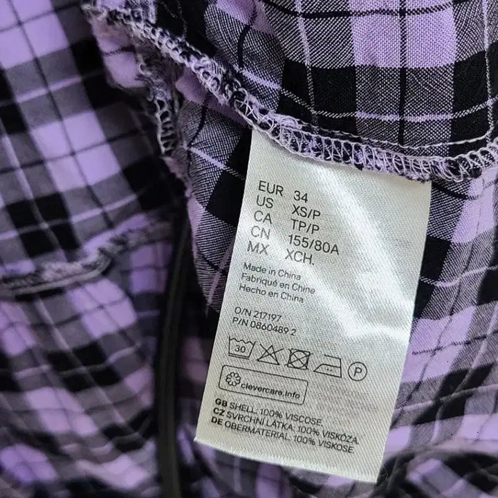 [BUNJANG] H&amp;M V-Neck Checkered Mini Dress / H&amp;M(에이치엔엠) 브이넥 체크 반팔 초미니 원피스