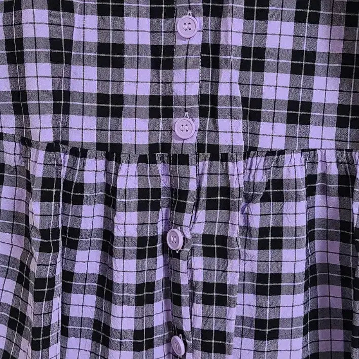 [BUNJANG] H&amp;M V-Neck Checkered Mini Dress / H&amp;M(에이치엔엠) 브이넥 체크 반팔 초미니 원피스