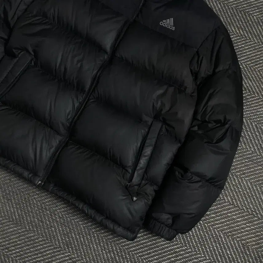 [BUNJANG] Adidas Embroidered Logo Duck Down Puffer Jacket Black / 아디다스 자수로고 덕 다운 푸퍼 패딩 블랙o 4841
