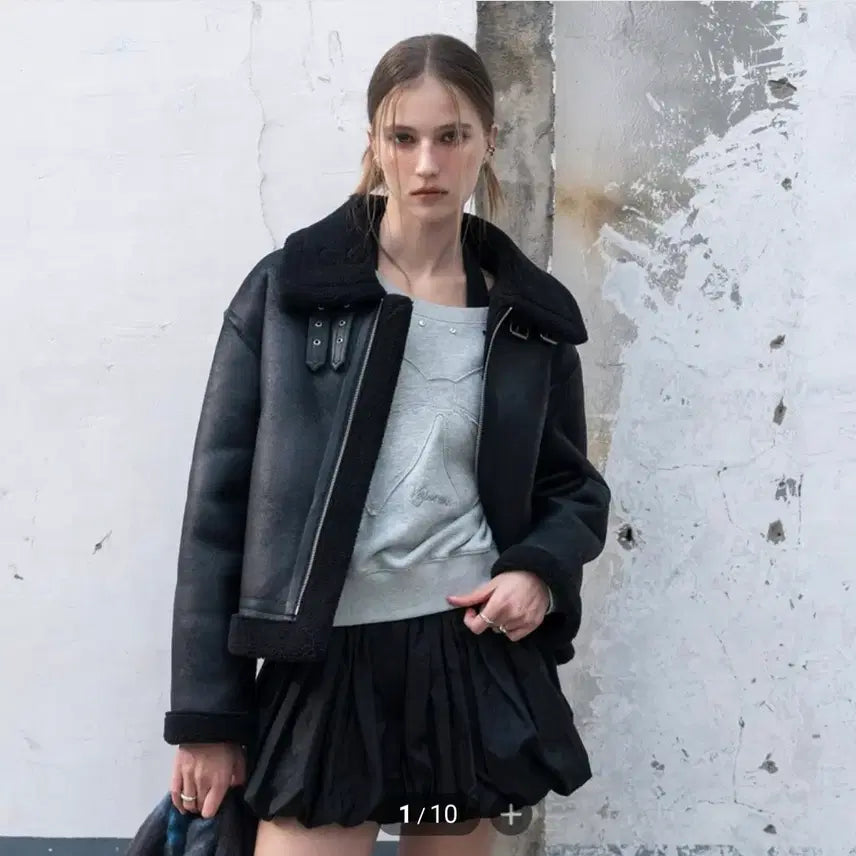 [BUNJANG] MIXXO Stand Collar Mouton Jacket Black / 미쏘 스탠카라 무스탕 블랙 새상품