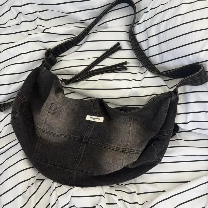 [BUNJANG] Helene Paris Washed Denim Crossbody Bag / 헬레네파리스 워시드 데님 크로스백