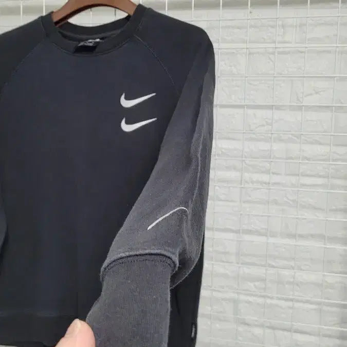 [BUNJANG] Nike Double Swoosh Cotton Sweatshirt / [M]NIKE나이키 블랙 더블스우시 코튼 스웻 맨투맨티셔츠 M