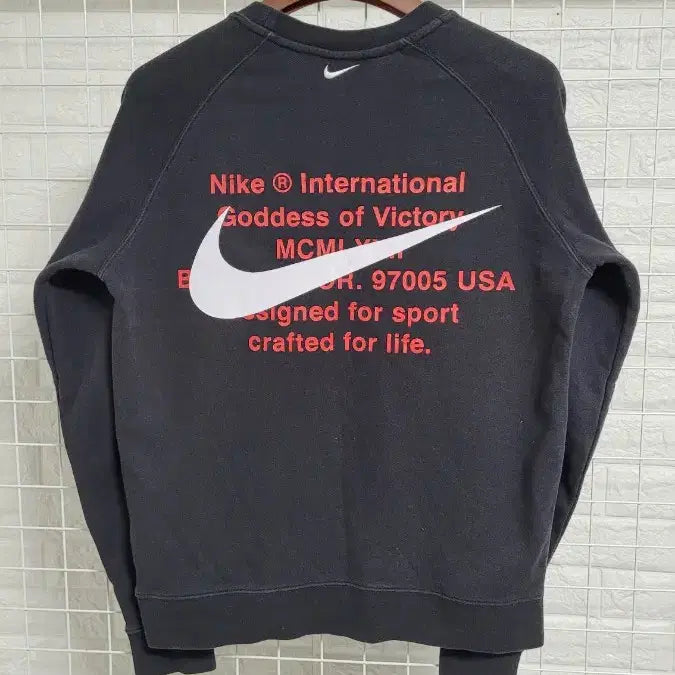 [BUNJANG] Nike Double Swoosh Cotton Sweatshirt / [M]NIKE나이키 블랙 더블스우시 코튼 스웻 맨투맨티셔츠 M