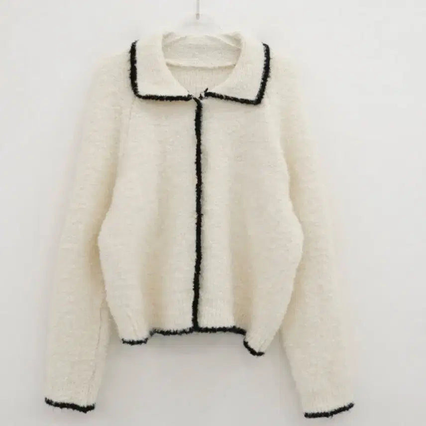 [BUNJANG] Manique Ivory Color Block Collar Cardigan / [옷정리] 매니크 아이보리 배색 카라 가디건