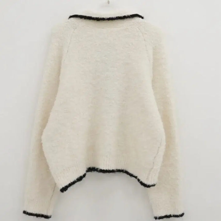 [BUNJANG] Manique Ivory Color Block Collar Cardigan / [옷정리] 매니크 아이보리 배색 카라 가디건