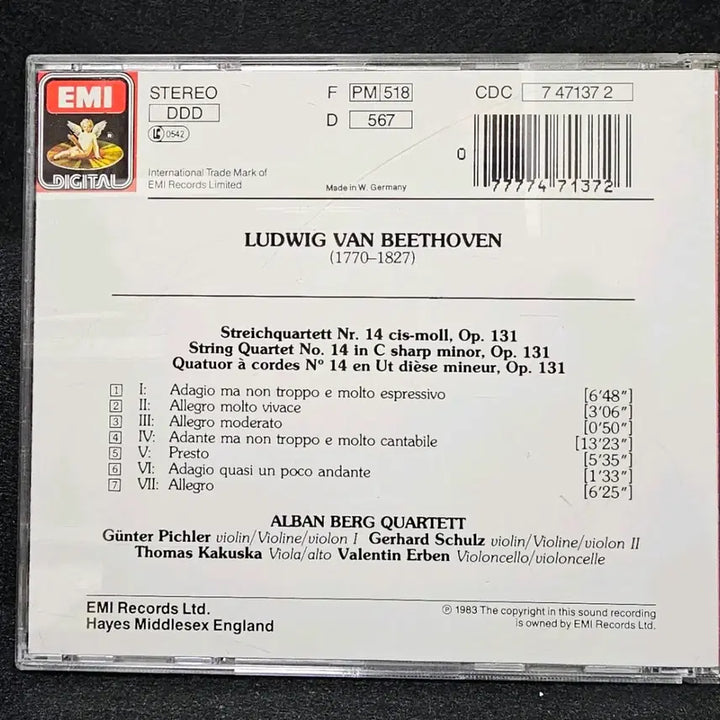 [BUNJANG] Alban Berg Quartett Beethoven String Quartet Op.131 CD / 베토벤 현악4중주 Op.131 알반베르크 콰르텟 CD