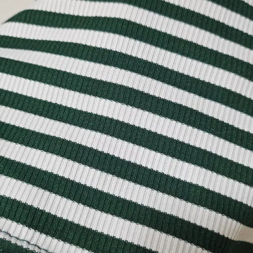 [BUNJANG] Striped 7-Part Sleeve T-shirt / (새옷)스트라이프 7부 티셔츠 그린 화이트55~66