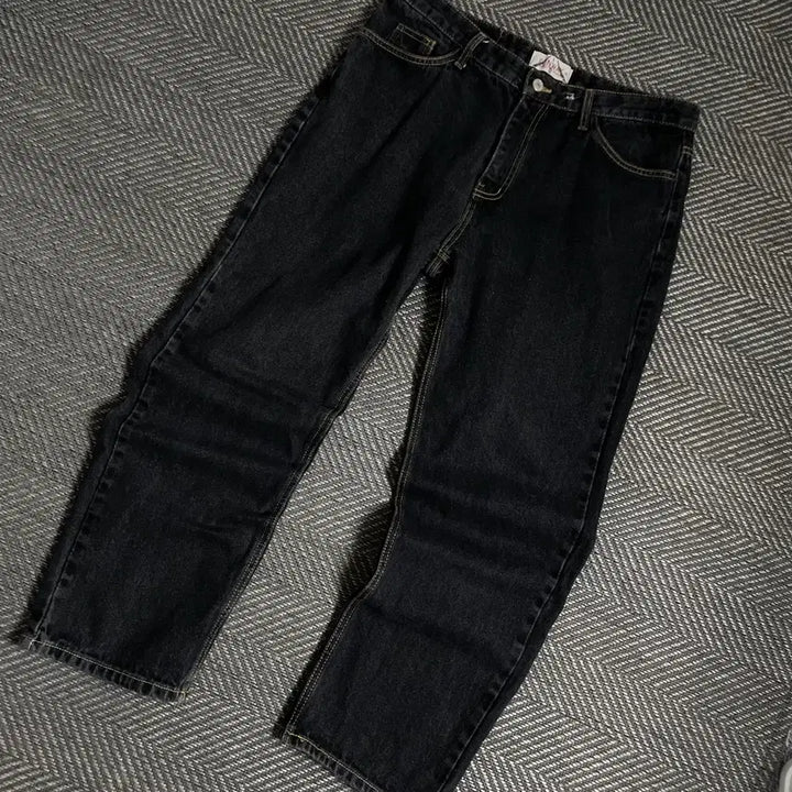 [BUNJANG] Runway Vintage Black Denim Straight Pants / 런웨이 빈티지 흑청 와이드 데님 스트레이트 팬츠 y 4859