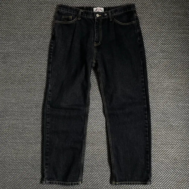 [BUNJANG] Runway Vintage Black Denim Straight Pants / 런웨이 빈티지 흑청 와이드 데님 스트레이트 팬츠 y 4859