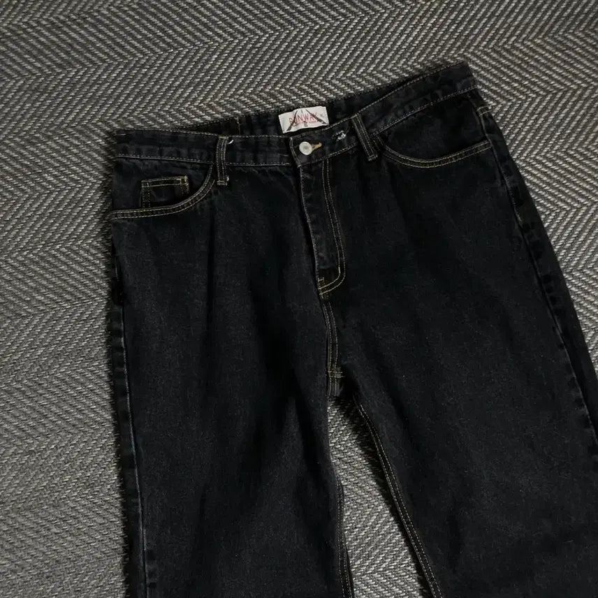 [BUNJANG] Runway Vintage Black Denim Straight Pants / 런웨이 빈티지 흑청 와이드 데님 스트레이트 팬츠 y 4859