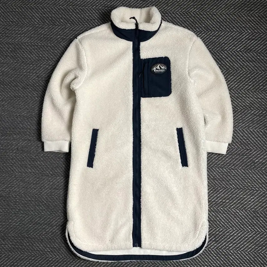 [BUNJANG] Discovery Sherpa Half Coat Long Fleece Jacket (S) / 디스커버리 양털 쉐르파 반코트 롱 플리스 자켓 y 4860