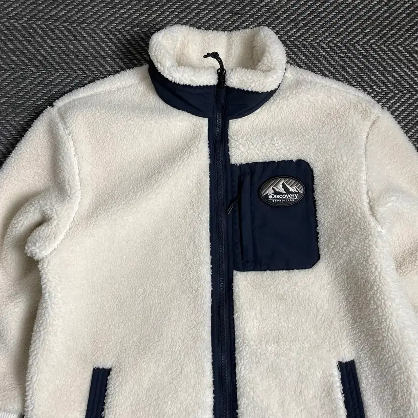 [BUNJANG] Discovery Sherpa Half Coat Long Fleece Jacket (S) / 디스커버리 양털 쉐르파 반코트 롱 플리스 자켓 y 4860