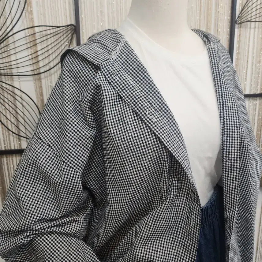 [BUNJANG] CT Checkered Hooded Long Shirt / CT 체크 후드 롱 셔츠/소매롤업가능 free