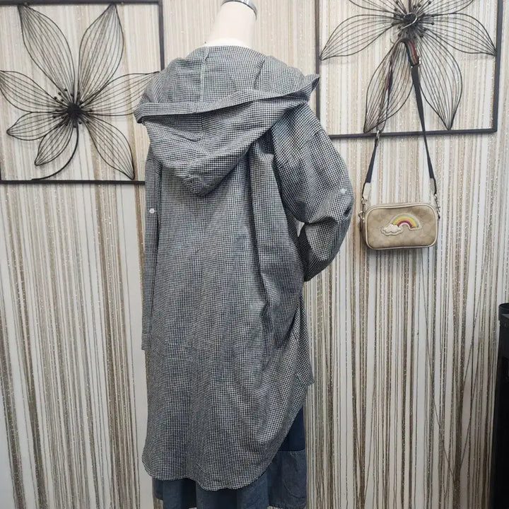[BUNJANG] CT Checkered Hooded Long Shirt / CT 체크 후드 롱 셔츠/소매롤업가능 free
