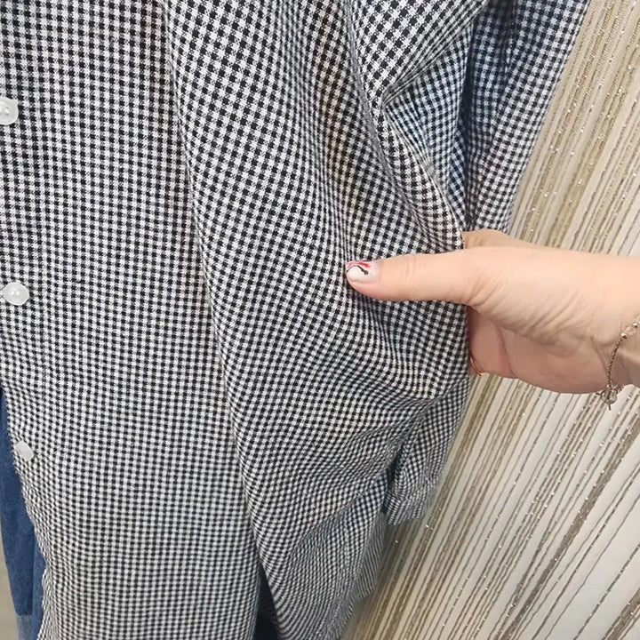 [BUNJANG] CT Checkered Hooded Long Shirt / CT 체크 후드 롱 셔츠/소매롤업가능 free