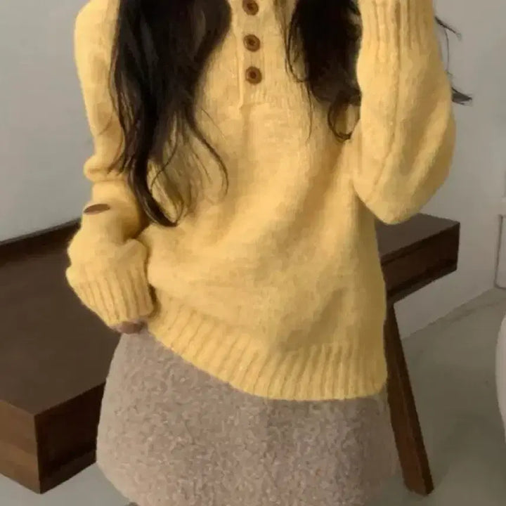 [BUNJANG] Unicolor Half Sweater / 단색 하프 스웨터