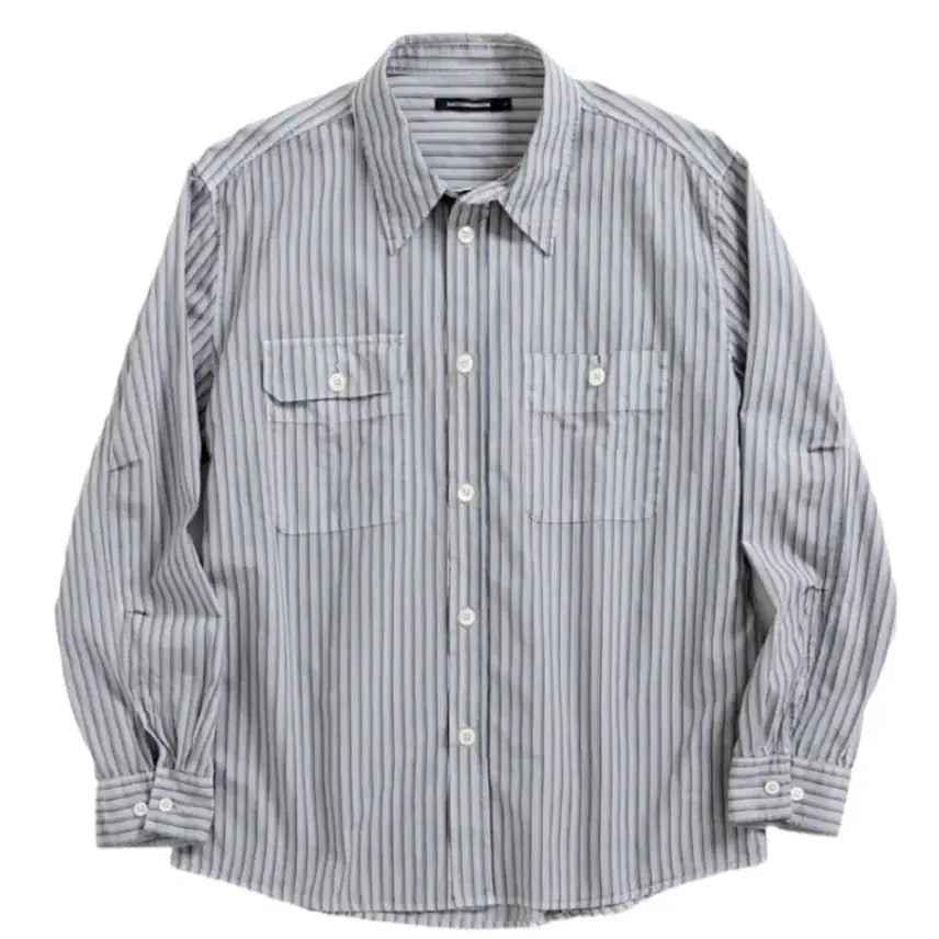 [BUNJANG] Hatching Room Long Dobby Striped Shirt / 해칭룸 2Pk 셔츠 롱 도비 스트라이프 다이드 그레이