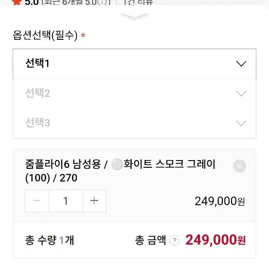 [BUNJANG] Nike Zoom Fly 6 White Smoke Grey Running Shoes / 나이키 줌 플라이 6 화이트스모크그레이 265mm