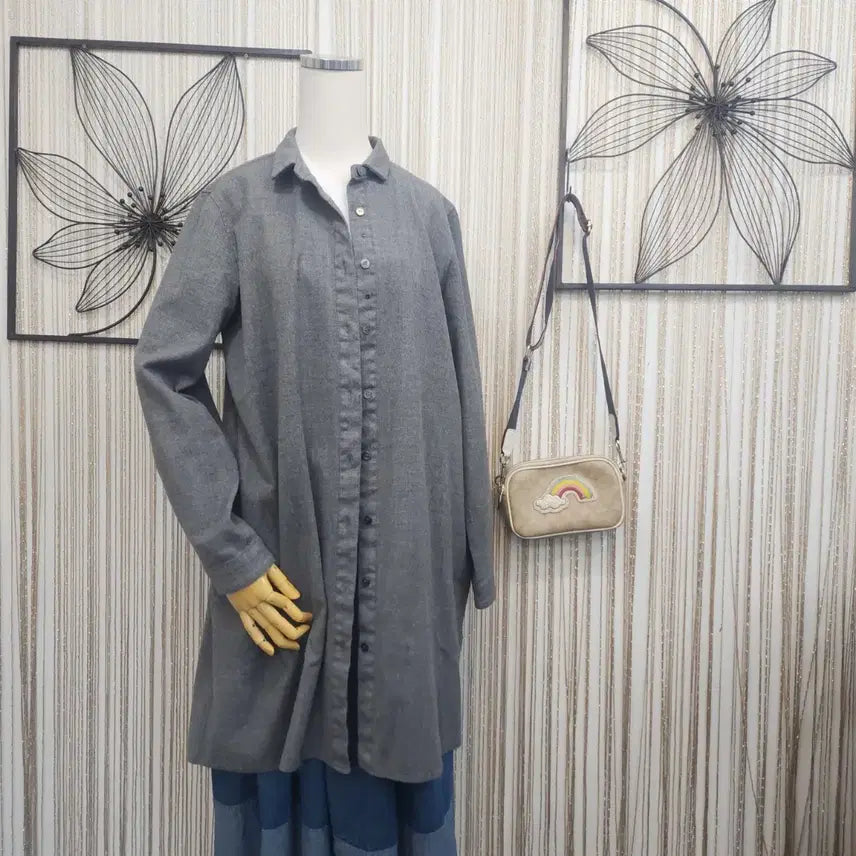 [BUNJANG] LUDDIA.K Long A-Line Shirt Dress / LUDDIA.K  롱 원피스형 셔츠ㅡA라인  55ㅡ66 free
