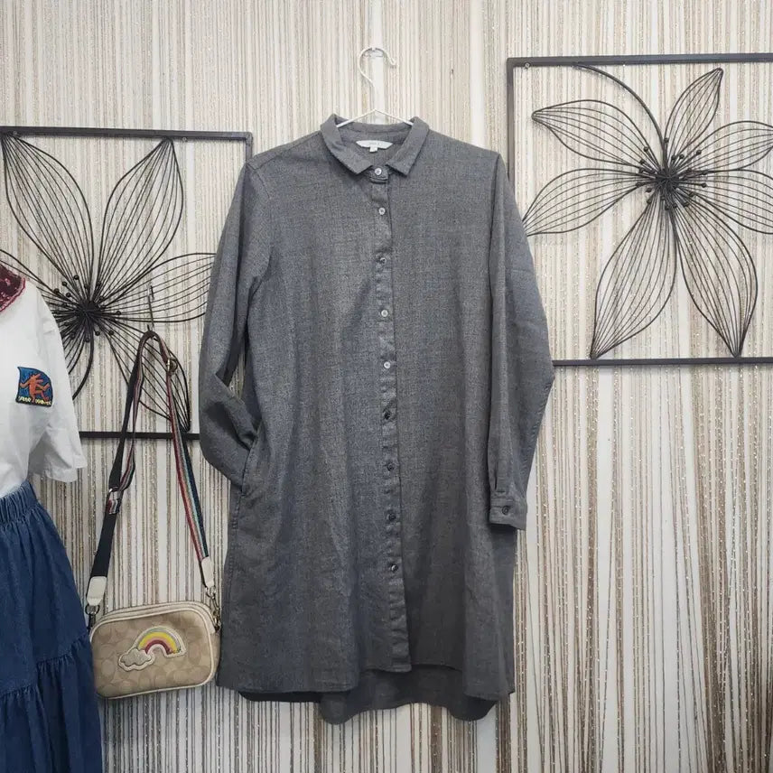 [BUNJANG] LUDDIA.K Long A-Line Shirt Dress / LUDDIA.K  롱 원피스형 셔츠ㅡA라인  55ㅡ66 free