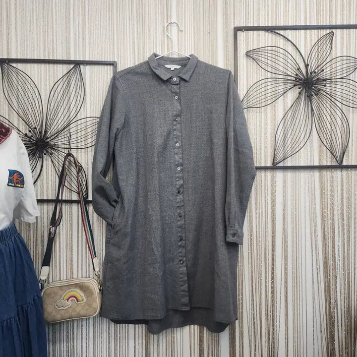 [BUNJANG] LUDDIA.K Long A-Line Shirt Dress / LUDDIA.K  롱 원피스형 셔츠ㅡA라인  55ㅡ66 free