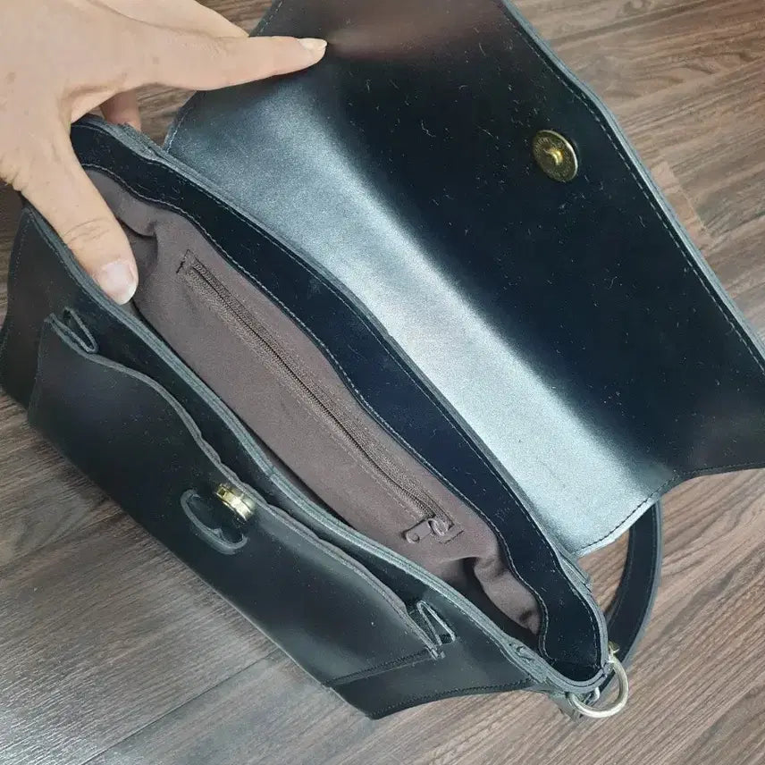 [BUNJANG] Black Leather Shoulder Bag/Tote / (특가) 블랙 숄더백 겸 토트백