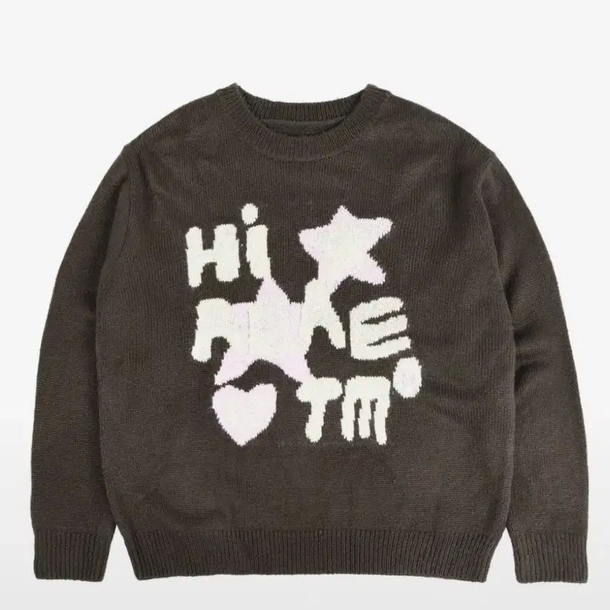 [BUNJANG] AIE Greetings! Knit - Brown / 에이이에이이 Greetings! Knit -[BROWN]