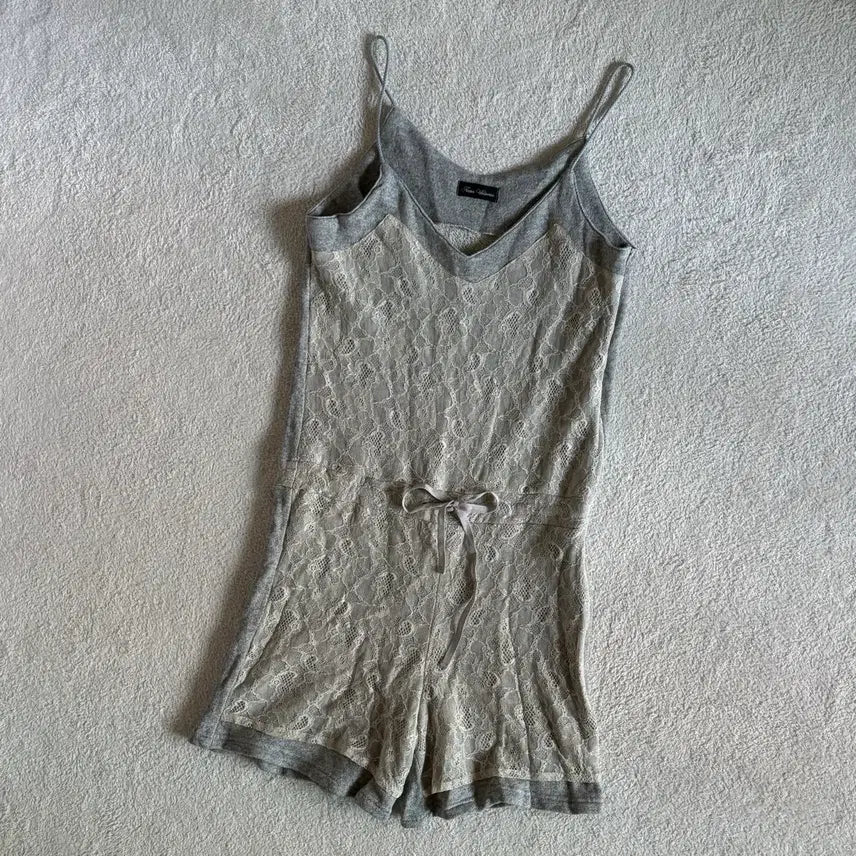 [BUNJANG] Vintage Grey Lace Romper Shorts / 일본빈티지 그레이 레이스 일체형 반바지 롬퍼