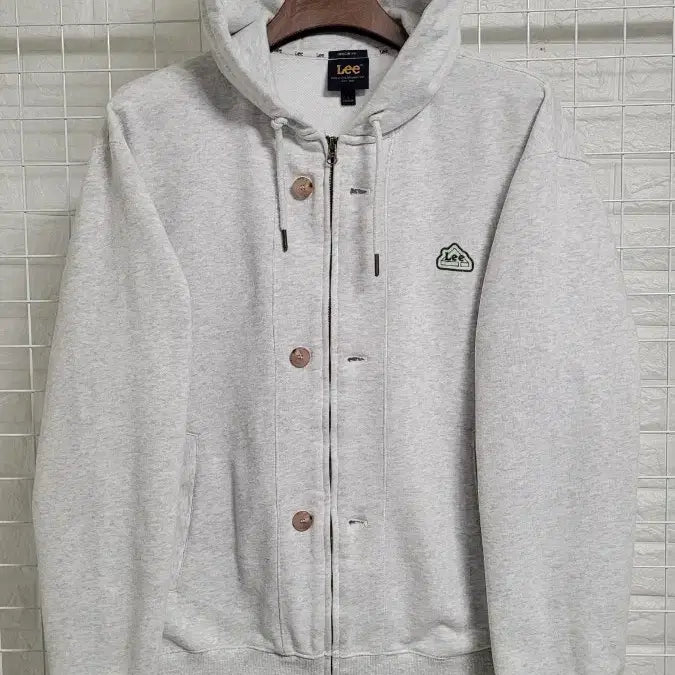 [BUNJANG] Lee 리 White Melange Two-Way Zipper Oversized Hoodie Zip-Up / [L-105]Lee리 화이트멜란지 단추포인트 투웨이지퍼 오버핏 후드집업