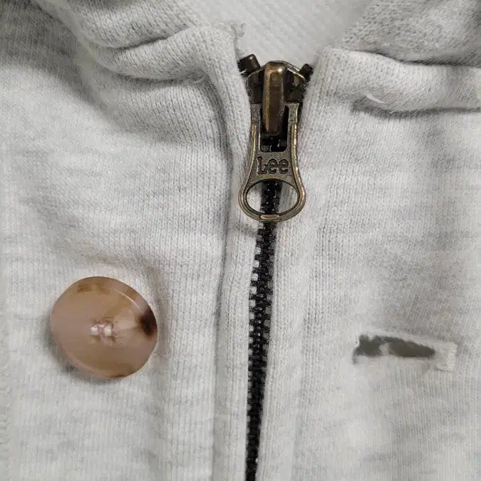 [BUNJANG] Lee 리 White Melange Two-Way Zipper Oversized Hoodie Zip-Up / [L-105]Lee리 화이트멜란지 단추포인트 투웨이지퍼 오버핏 후드집업