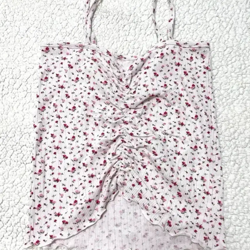 [BUNJANG] Vintage Style Pink Flower Sleeveless Top / *새상품급* 미니포에 빈티지st 핑크 플라워 나시 꽃무늬나시 탑