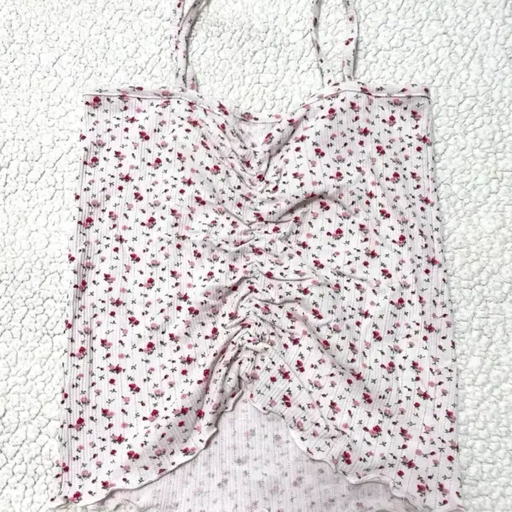[BUNJANG] Vintage Style Pink Flower Sleeveless Top / *새상품급* 미니포에 빈티지st 핑크 플라워 나시 꽃무늬나시 탑