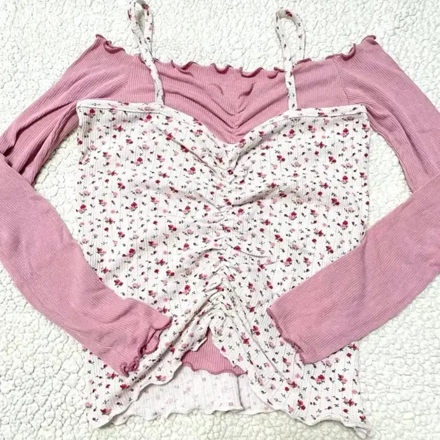 [BUNJANG] Vintage Style Pink Flower Sleeveless Top / *새상품급* 미니포에 빈티지st 핑크 플라워 나시 꽃무늬나시 탑