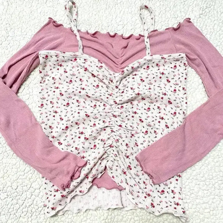 [BUNJANG] Vintage Style Pink Flower Sleeveless Top / *새상품급* 미니포에 빈티지st 핑크 플라워 나시 꽃무늬나시 탑