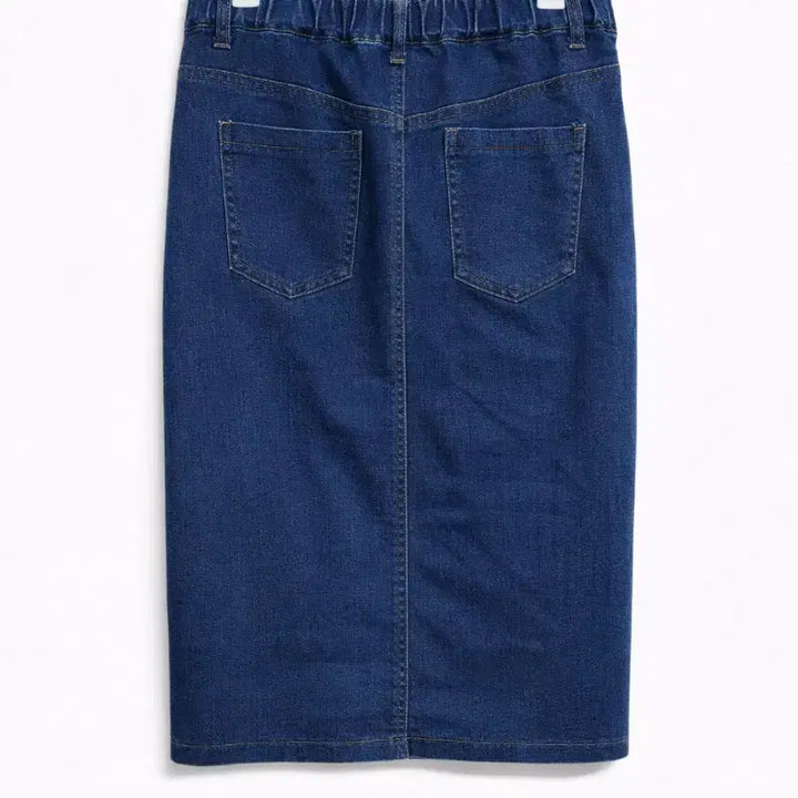 [SOLD OUT] 청 데님 H라인 버튼 스커트
