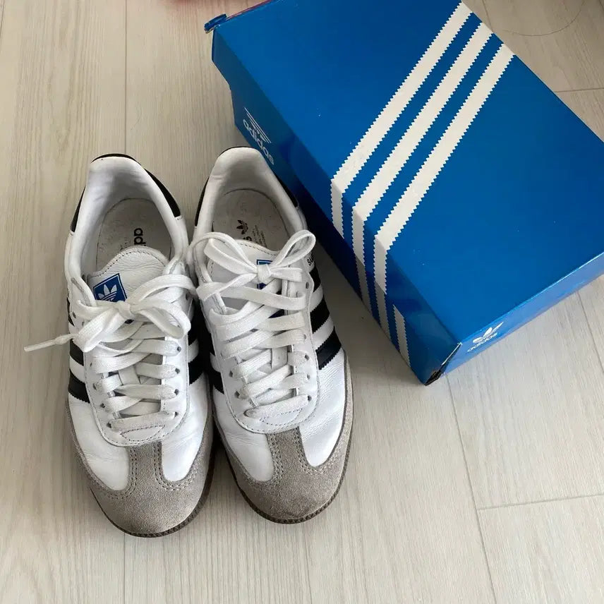 [BUNJANG] Adidas Samba Vegan White Black Sneakers / 아디다스 삼바 비건 화이트 블랙 225
