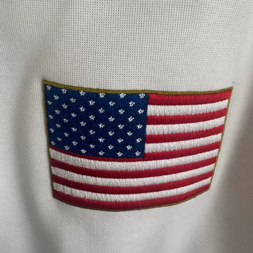 [BUNJANG] Adidas White Track Top with American Flag Patch / 아디다스 흰색 트랙탑 + 미국 국기 패치