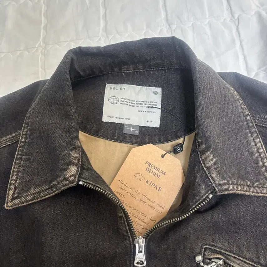 [BUNJANG] Bellier Trail Denim Blouson Jacket Antique Black / 벨리에 트레일 데님 블루종 자켓 앤틱블랙 110