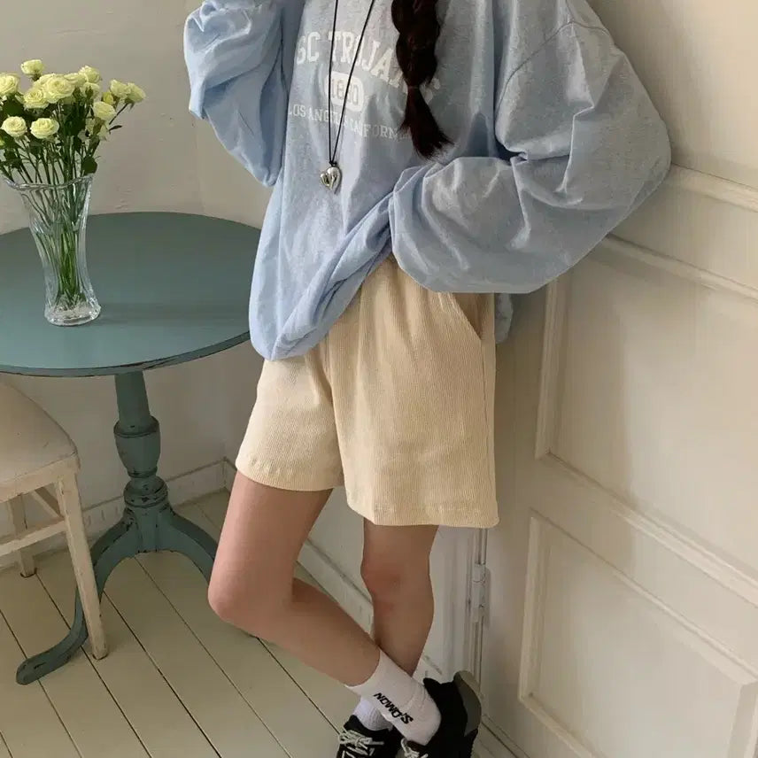 [BUNJANG] Ponyde Waffle Short Pants (Cream) / 새상품/재고세일) 포니드 와플 숏 팬츠 반바지 (크림)