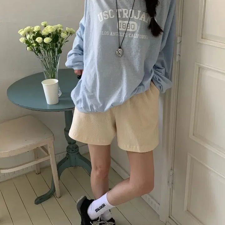 [BUNJANG] Ponyde Waffle Short Pants (Cream) / 새상품/재고세일) 포니드 와플 숏 팬츠 반바지 (크림)