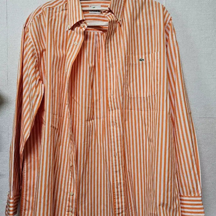 [BUNJANG] Lacoste Striped Shirt Orange / 라코스테 스트라이프 셔츠 오렌지