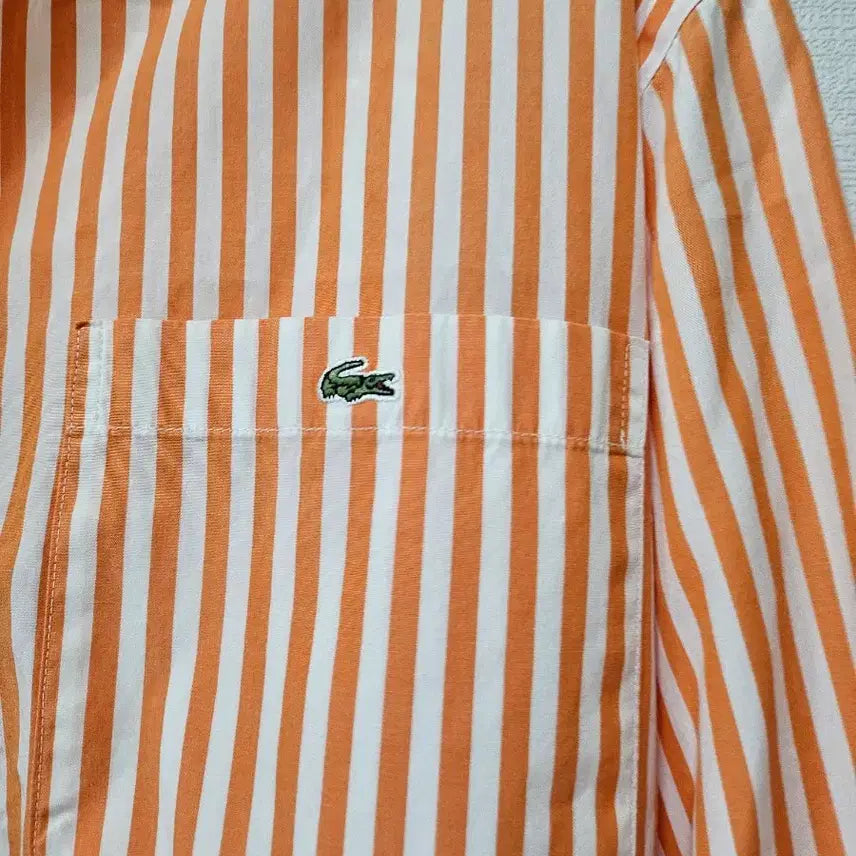 [BUNJANG] Lacoste Striped Shirt Orange / 라코스테 스트라이프 셔츠 오렌지